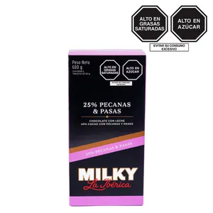 Tableta milky pecanas y pasas x 100 g x 6 pzs
